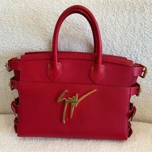 Giuseppe Zanotti Red Satchel with Gold Logo